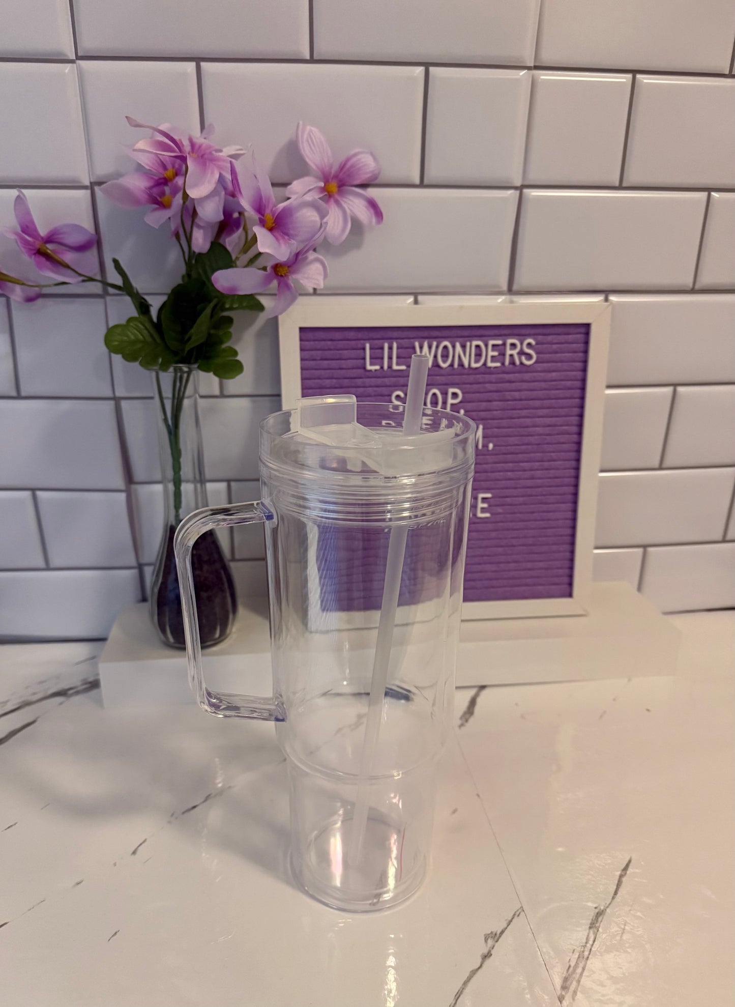 40oz Acrylic Snow Globe Cup with Handle
