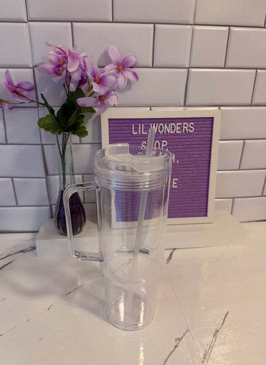 40oz Acrylic Snow Globe Cup with Handle