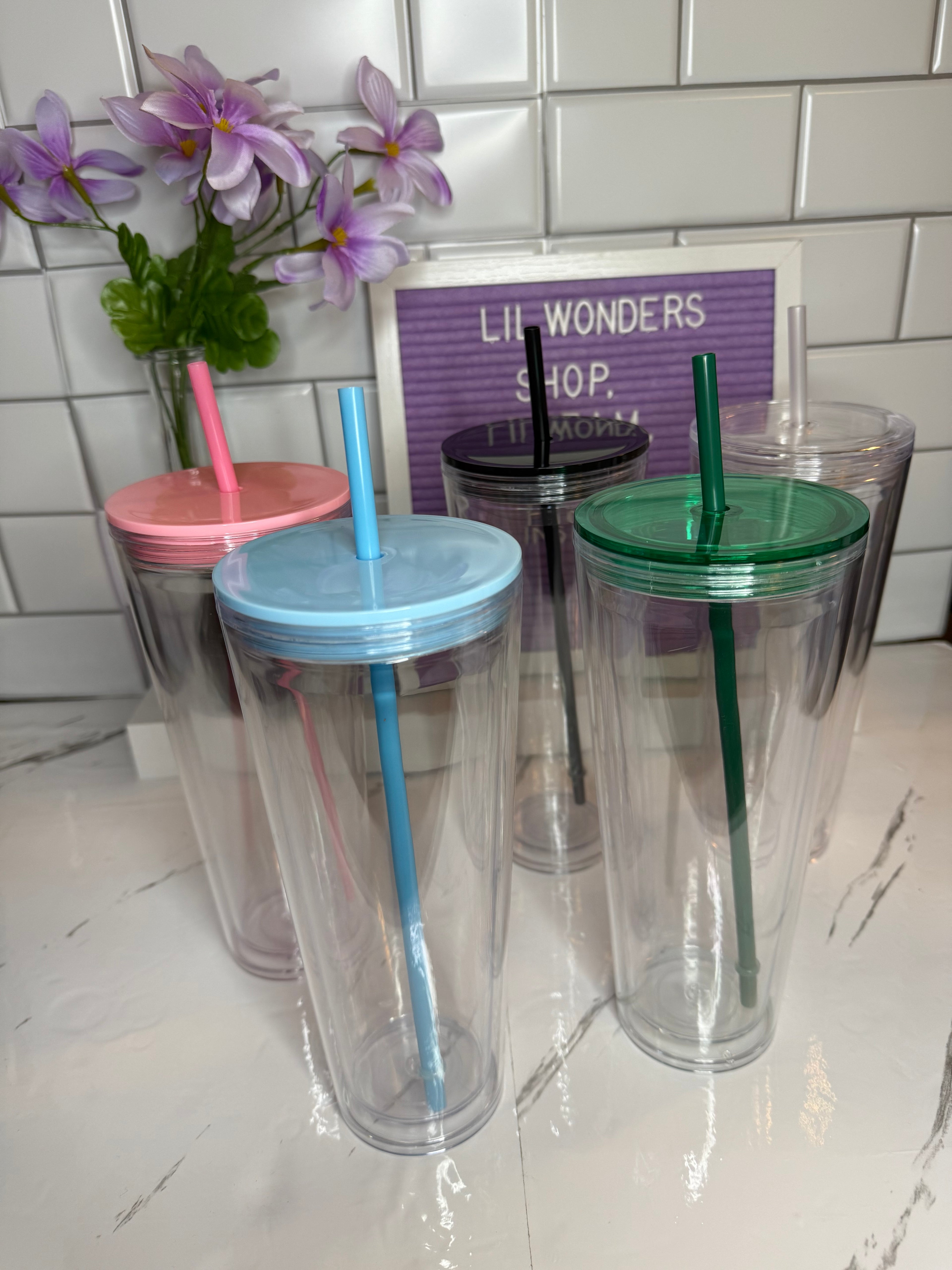 24 oz Acrylic Snow Globe Tumbler