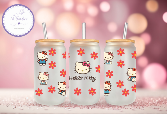 Hello Kitty, 16oz Frosted Glass Can