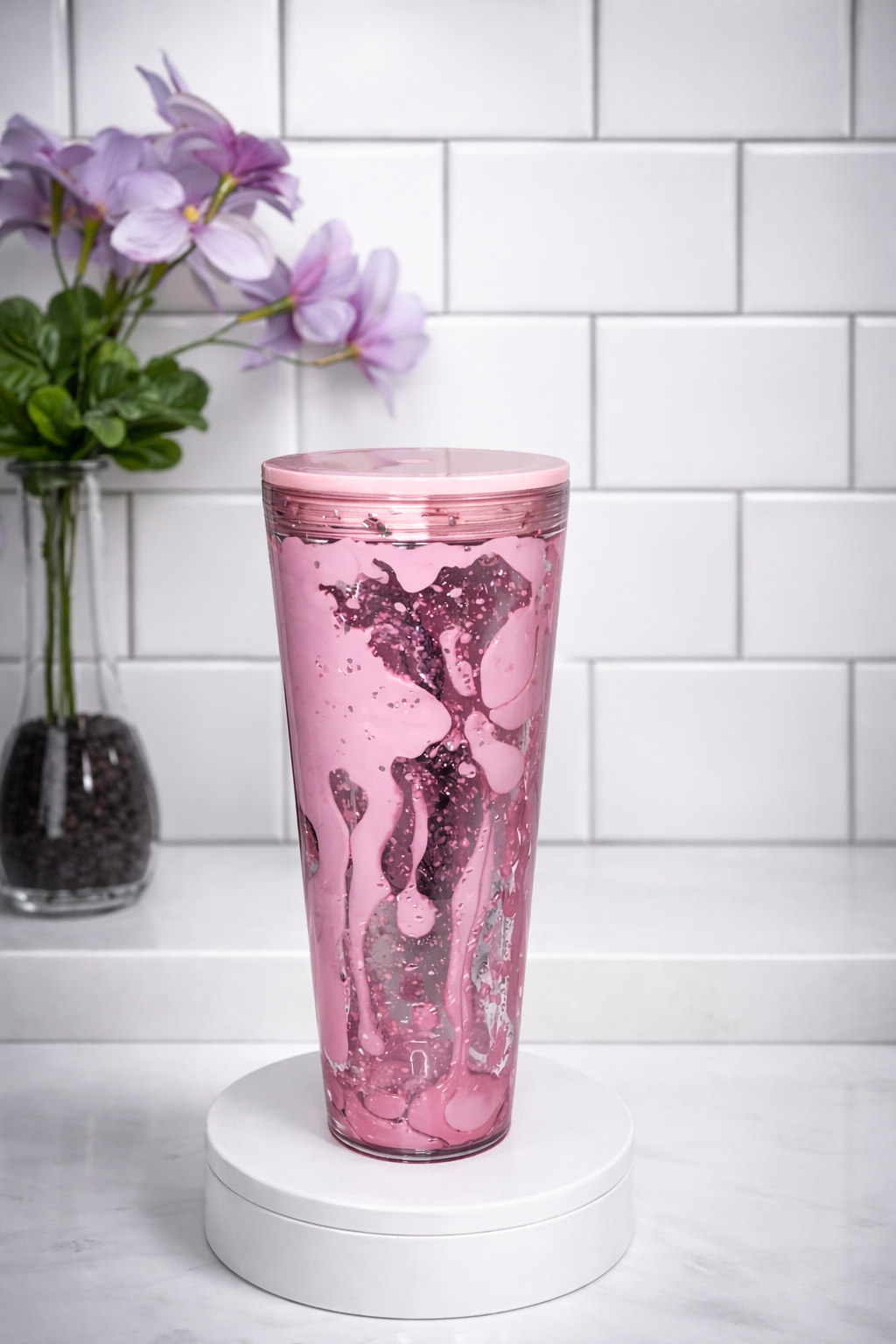 Pink Lava - 24oz Acrylic Snow Globe Cup