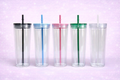 24 oz Tapered Acrylic Snow Globe Tumbler